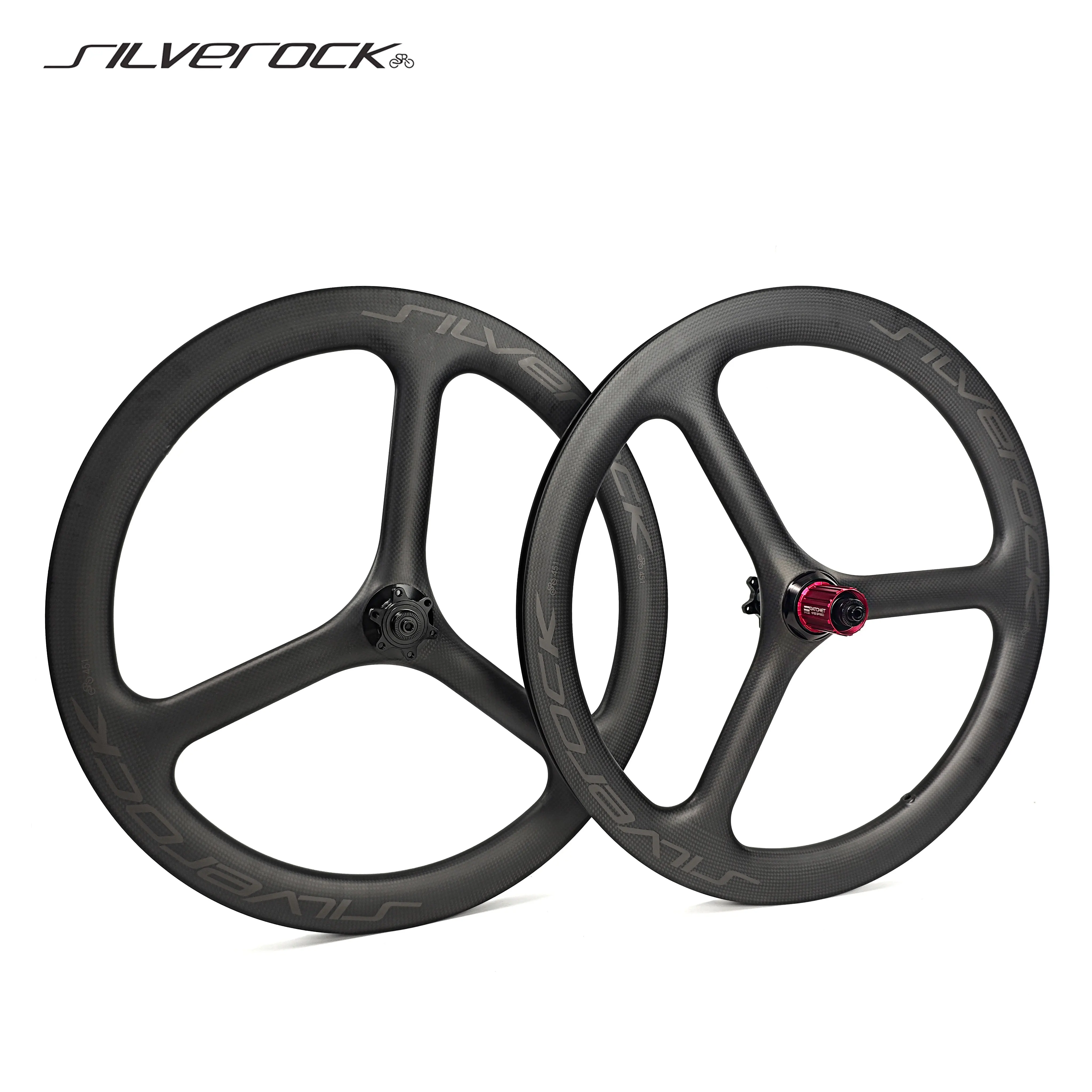 Фото Карбоновые колеса SILVEROCK TriSpoke 20 дюймов, 451, 16 дюймов, 349, дисковый тормоз Centerlock, 11 скоростей для мини-велосипеда JAVA FNHON D8 GUST K3PLUS №3
