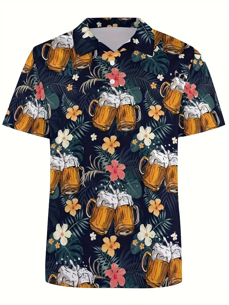 Рубашка для гольфа с 3D сублимированной пуговицей Tropical Leaf быстросохнущий