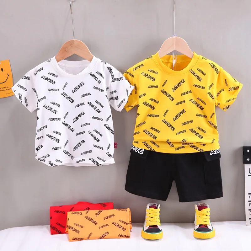 

Summer Infant Suit Casual Baby Clothing Sets For Newborn Baby Boys Clothes Graffiti Top Denim Shorts 2Pcs Outfit Kids Costume
