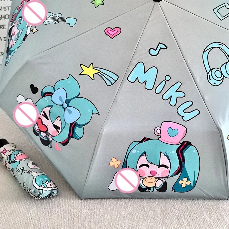 Kawaii Hatsune Miku DIY узоры Полностью автоматический складной универсальный зонт