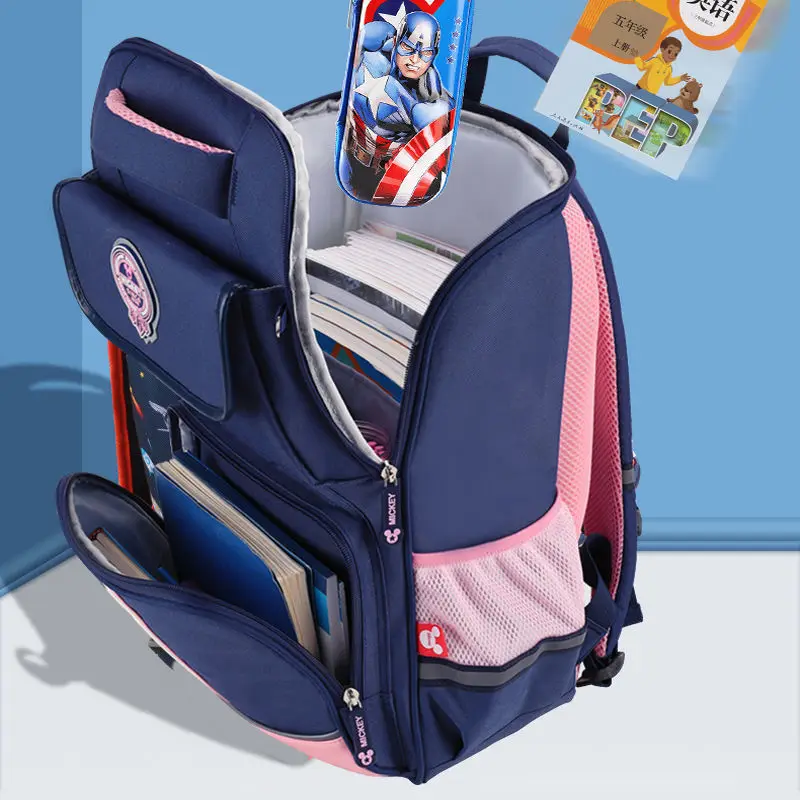 Disney schoolbag for primary school students, boys and girls, Grade 1-3, load reduction and spine protection,  British Backpack