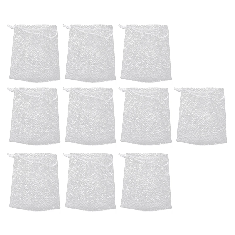 

10PCS Exfoliating Mesh Soap Pouch Bubble Foam Double Layer Net Soap Saver Bag Drawstring Holder Bags
