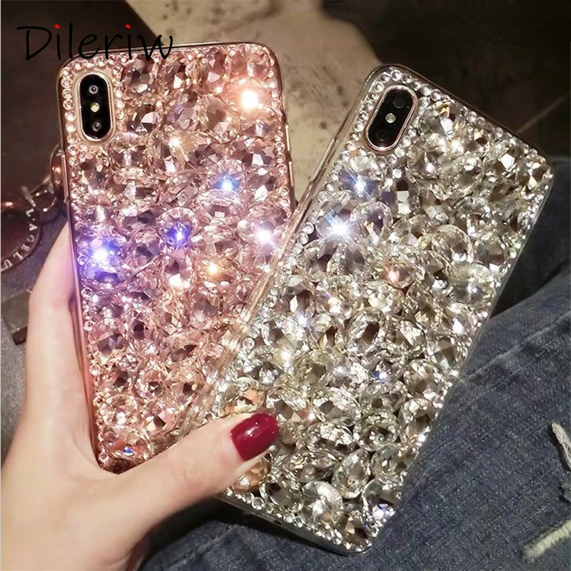 

TPU Soft Rhinestone Phone Shell Compatible for IPhone 7 8 Plus X Xs XR Cover 11 12 13 14 Pro Max Mini Anti Drop Protective Case