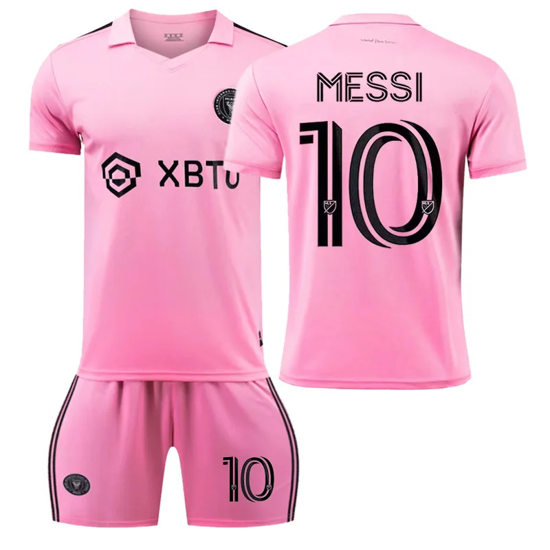 

MIAMI LEO No.10 23-24 Home Kit For Kids With Pants And Socks Men's Nieuwe Celebrity Sportsuits Cosplay Kleding Boys Maillot Rose