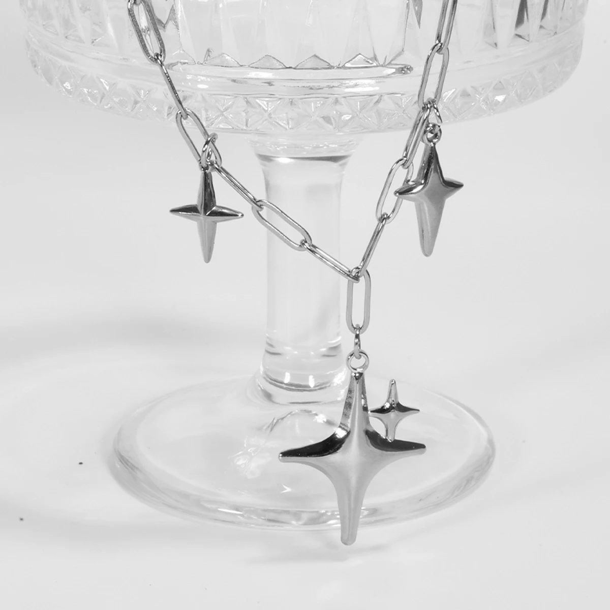 1 шт. ожерелье из нержавеющей стали с двойными блестящими звездами колье