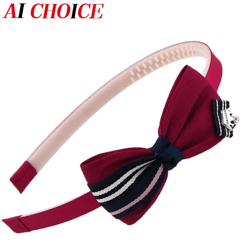 

British Fashion Korean Childrens Cloth Solid Color Bowknot Stripe Bowknot Hair Band Kids Hair Accessories