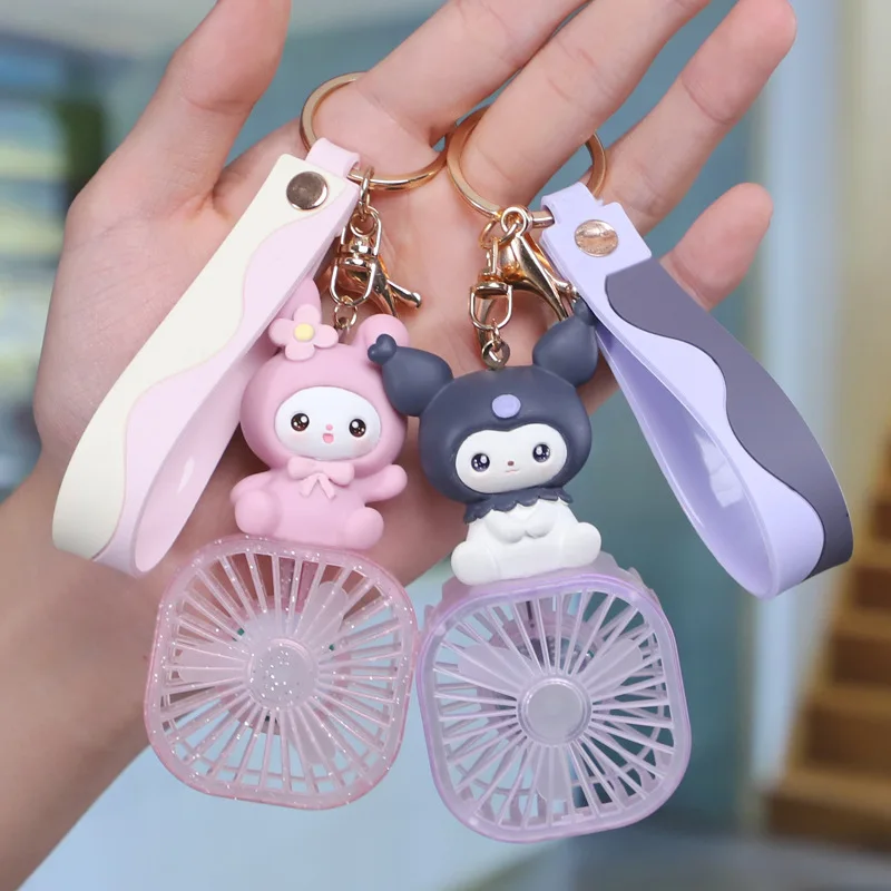 

Student Cartoon Sanrio Fan Pendant Keychain Cute Cartoon Anime Kuromi My Melody Handheld Mini Fan Design Portable Fan Keychain