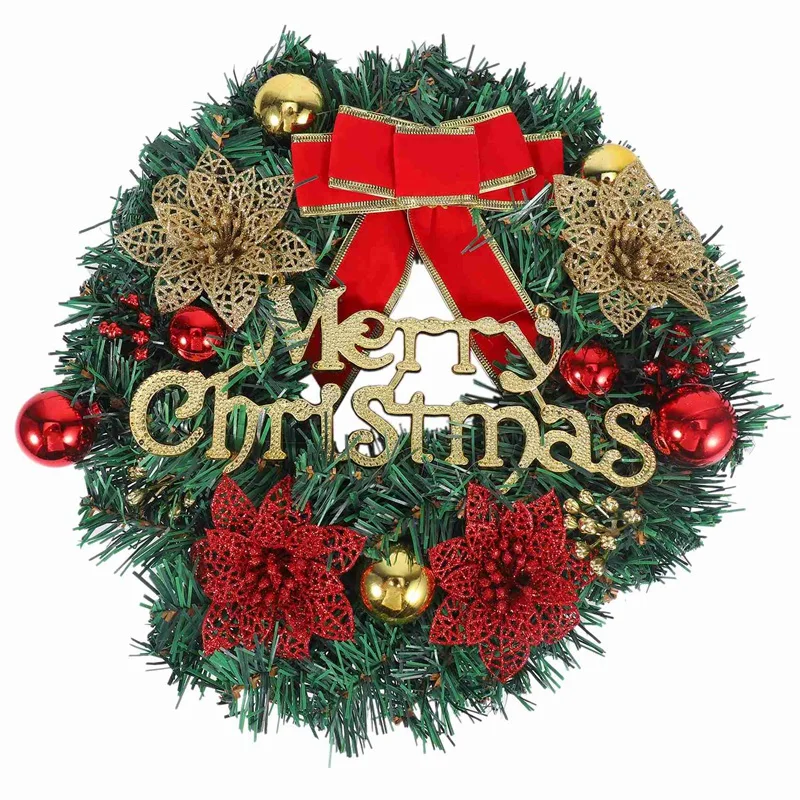 

Christmas Decorations 30Cm Christmas Wreath Door Hanging Window Props Background Christmas Tree Accessories--Gold
