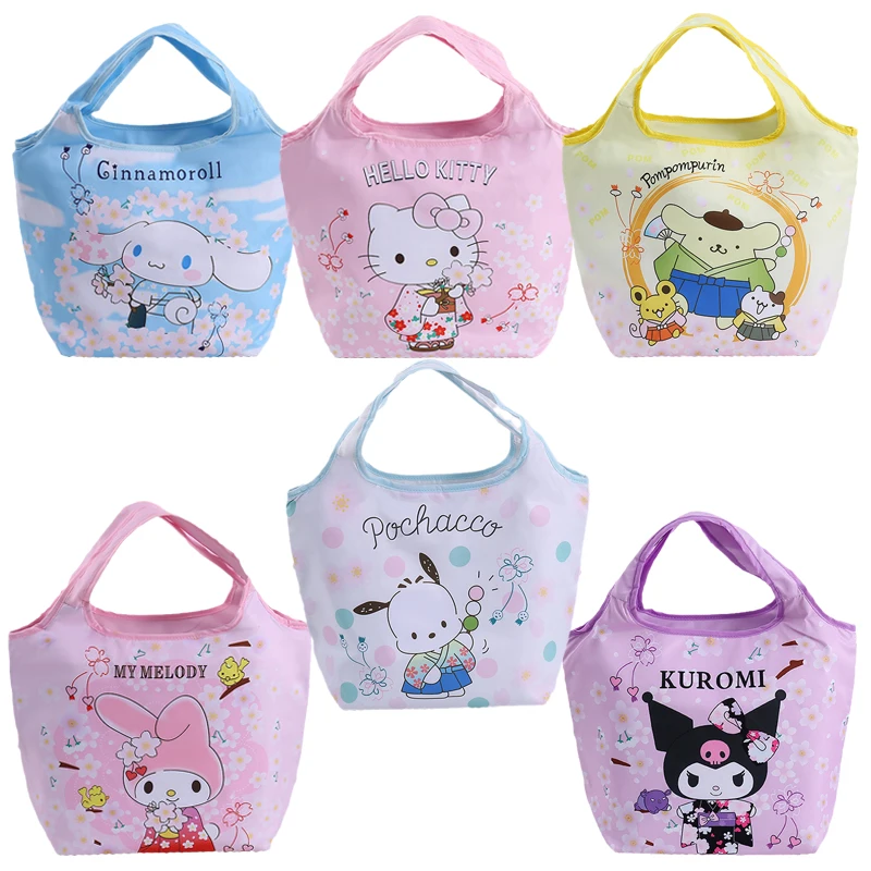 

Sanrioed Cartoon Cute Cherry Blossoms Cinnamoroll My Melody Purin Dog Kuromi Keep Warm Lunch Box Bento Bag Handbag Picnic Bags