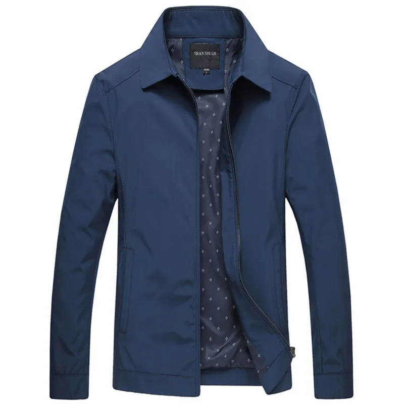 

Spring Autumn Jacket Men 2022 Middle Age Business Casual Thin Coat Men Stand Collar Windproof Zipper Father Varsity Jacket M-3XL