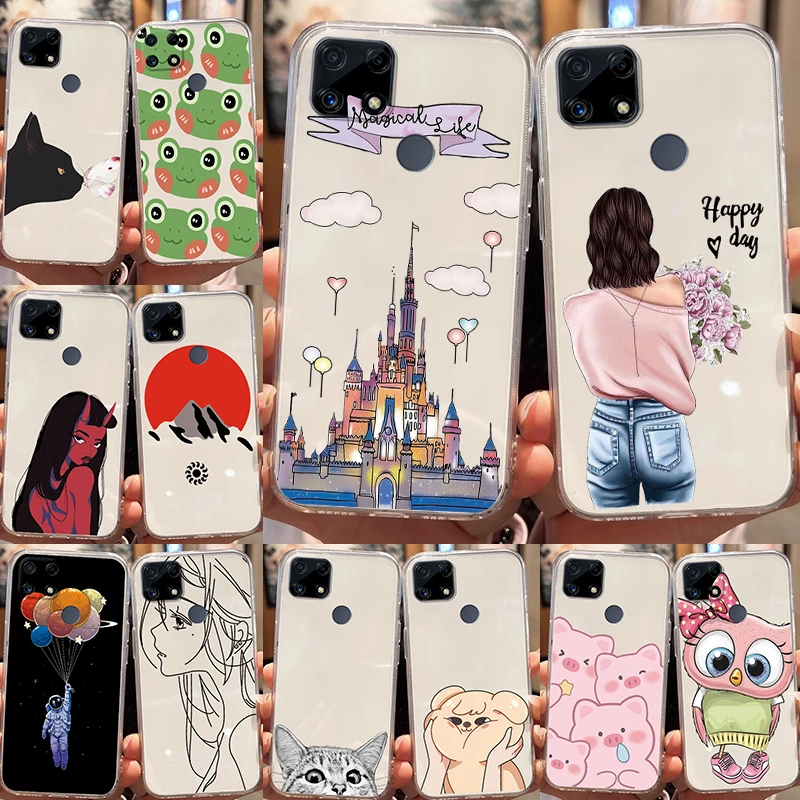 Прозрачные чехлы для телефонов Realme 8 8i Pro C12 C21Y C25 C25S C25Y C30 C30S Narzo 50i Prime V13 Q3i Q3 с