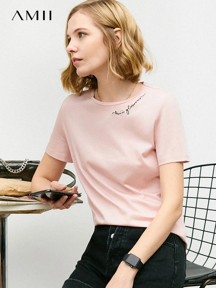 Женская футболка с вышивкой и буквенным принтом вырезом лодочкой - купить по