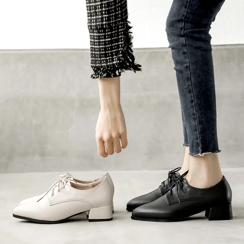 

Women Flats New British Small Leather Style Oxford Shoes Women Casual Lace Up Flats Shoes New Retro Ladies Shoes