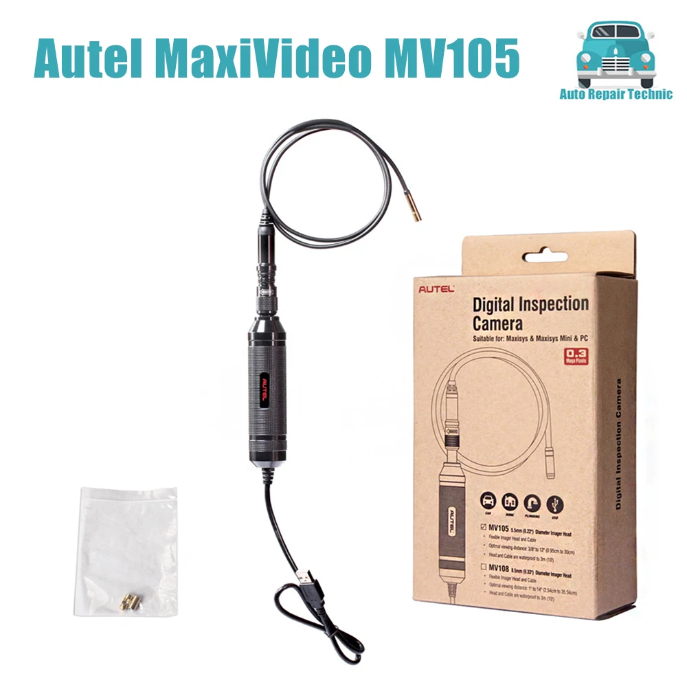 

Autel MaxiVideo MV105, Автомобильная камера для осмотра, 5,5 мм, головка изображения, работает с MaxiSys Запись PC, инструмент для диагностики автомобиля