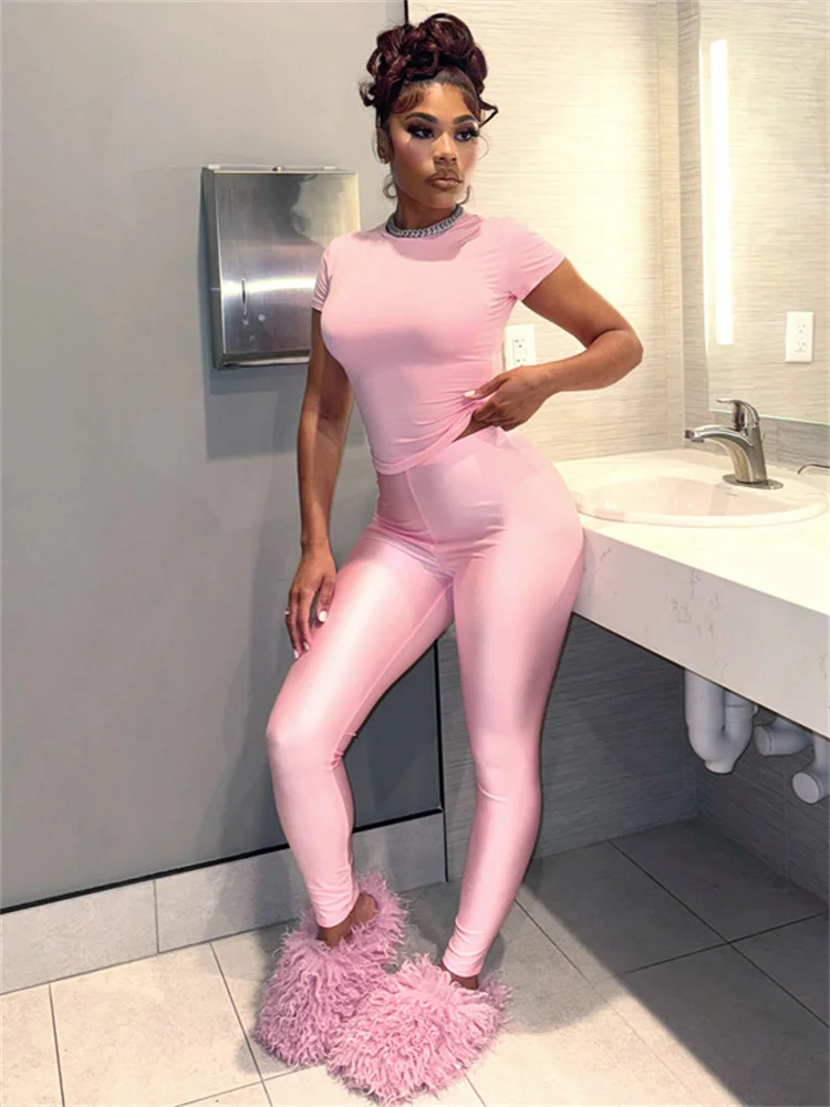 Simenual Женские однотонные повседневные костюмы Cyber Y2K Футболка с короткими