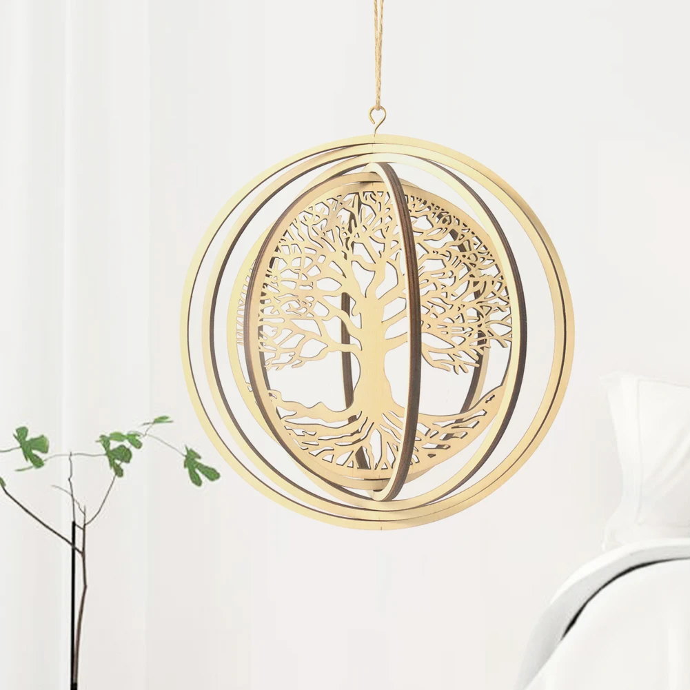 

Muy Bien Wooden 3D Tree of Life Rotating Wind Chime Stereoscopic Effect Wind Spinner Home Garden Hanging Decorations