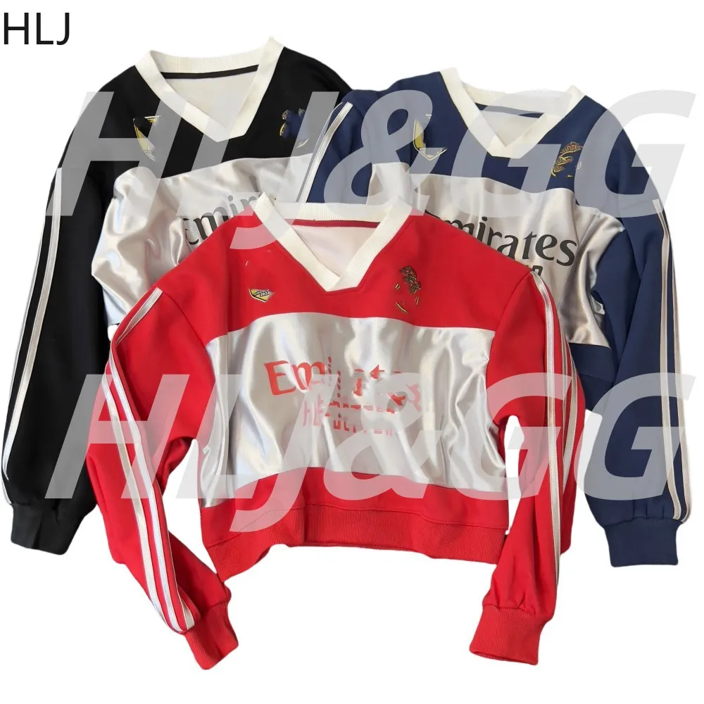 HLJ Модная уличная одежда для женщин Пуловер с v-образным вырезом и длинными