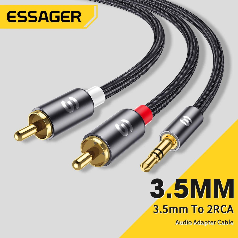 

Essager RCA Audio Cable Stereo 3.5mm to 2RCA Cable Male To Female AUX Jack Y Splitter For Amplifier Audio Home Theater Wire