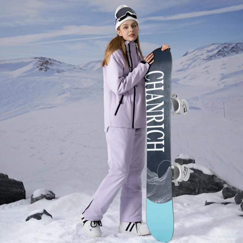 Зимняя куртка с капюшоном и штаны женские комплекты для катания на лыжах уличный