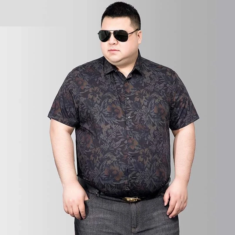 

Рубашка mferlier размера плюс 10XL 8XL 12XL Тонкая Повседневная шикарная для мужчин, гавайская пляжная сорочка с коротким рукавом и цветочным принто...