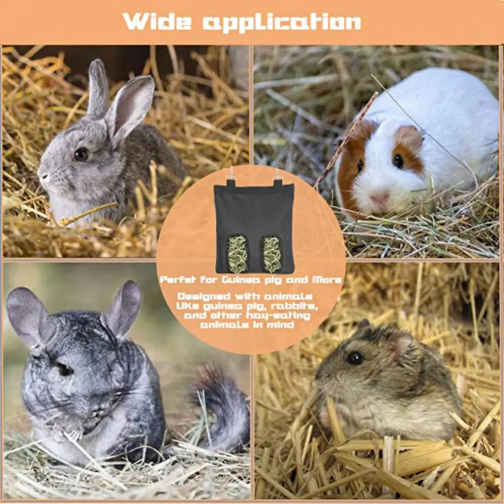 

2023 Hot Sale Pet Feeding Bag Rabbit Hay Feeder Hanging Feeding Bag Guinea Pig Hamster Small Animal Food Storage Bag