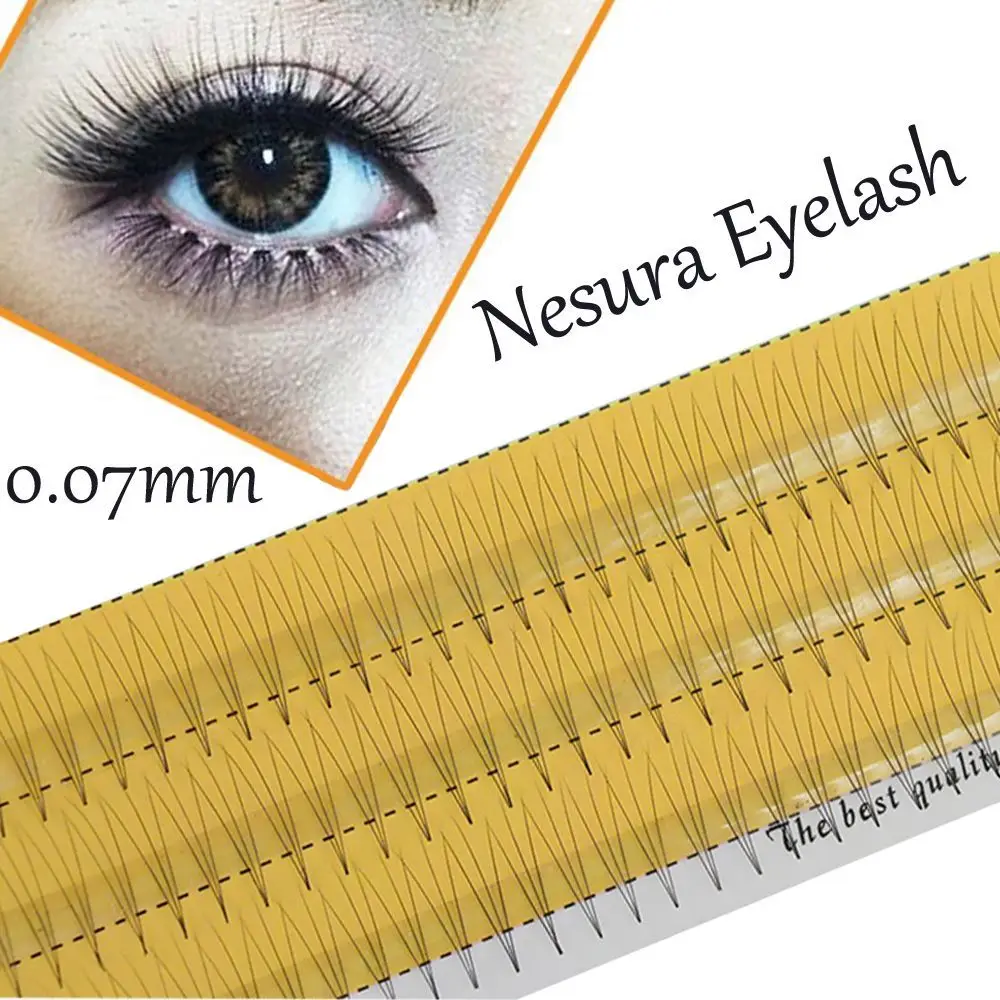 

Cosmetic Women Soft Individual Silk Eyelashes Extension 3D Wave Mink 0.07 C Black False Eye Lashes