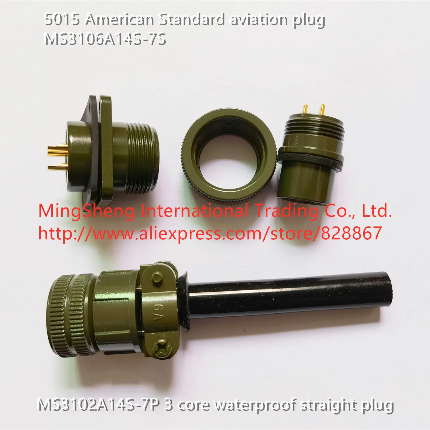 

Original new 100% 5015 American Standard aviation plug MS3106A14S-7S MS3102A14S-7P 3 core waterproof straight plug