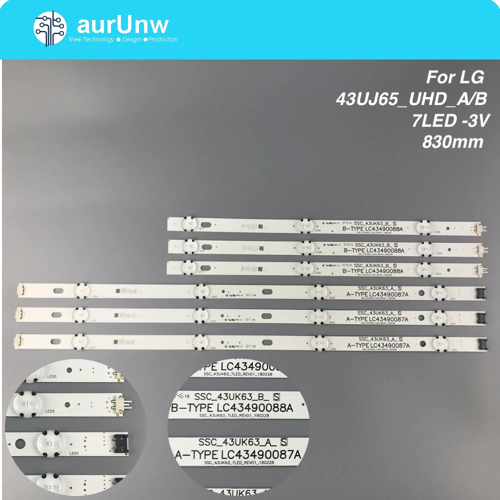 

Светодиодная лента для подсветки LG 43UJ6300 43UJ6500 43UJ6560 43UJ651V 43UJ561V 43UJ701V 43UK6200 43UJ630V 43UJ635V 43LJ614V