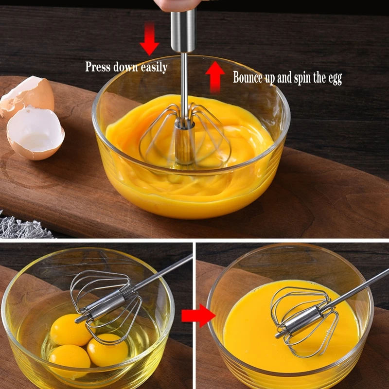 

Hand Pressure Semi-automatic Egg Beater Self Turning Cream Utensils Stainless Steel Kitchen Accessories Tools Whisk Manual Mixer