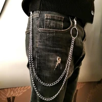 fashion unisex multi layer anti lost pants jeans wallet pocket chain keychain