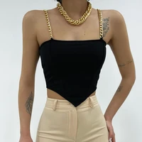 metal chain sling sexy backless ladies vest y2k fashion solid color cropped top summerr 2022 new