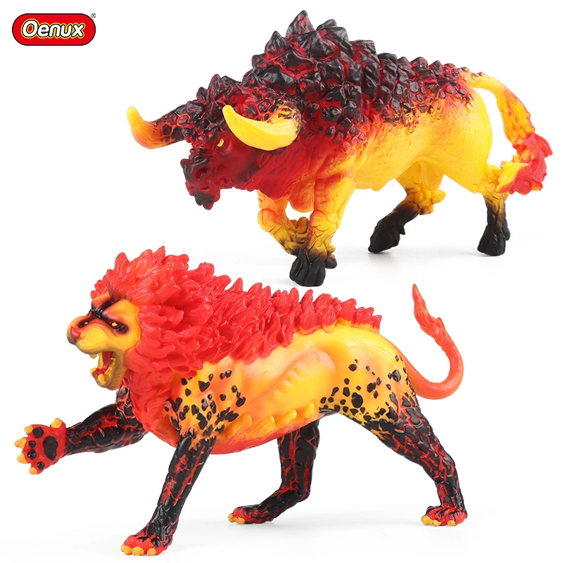 

Oenux Savage Wild Model Simulation Lion Cattle OX Bos Gaurus Animals Action Figures PVC High Quality Collection Toy Kids Gift