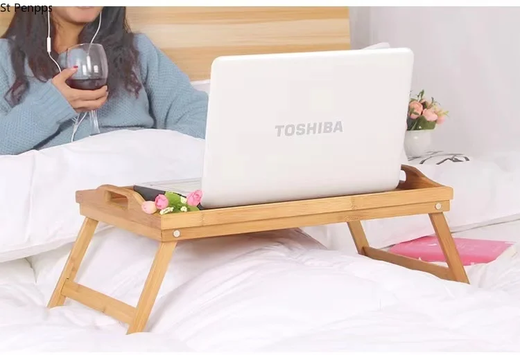 Breakfast Table Lunch Laptop Stand Bamboo Folding Picnic Computer Desk |