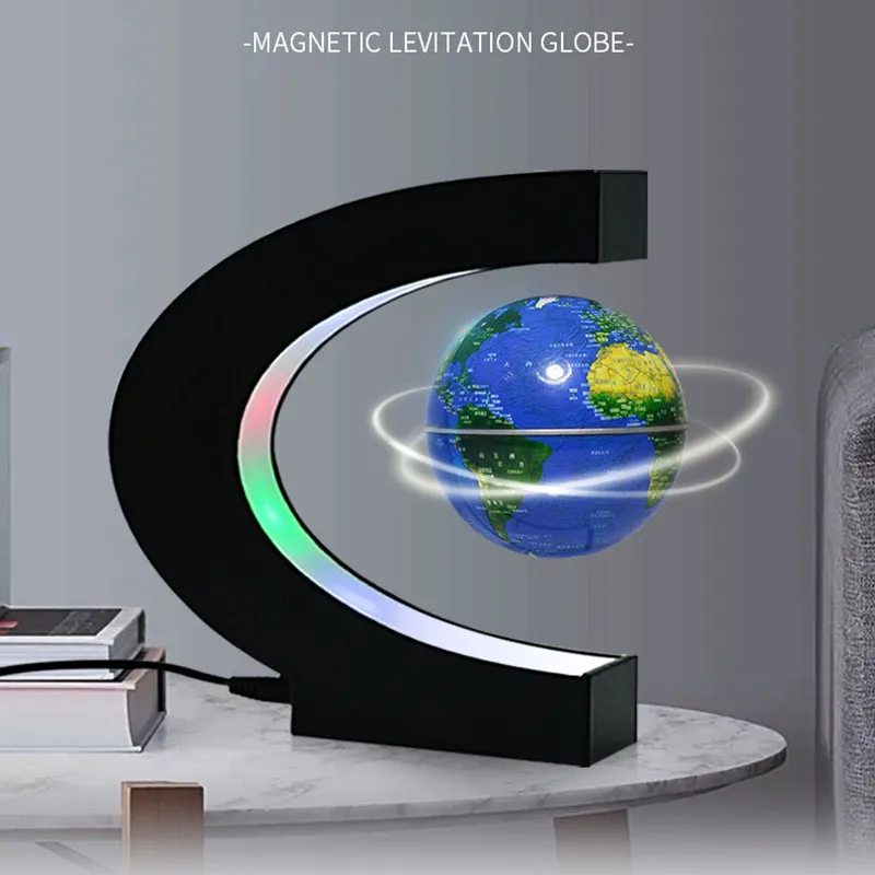 

Novelty LED Night Magnetic Levitation Floating Earth Globe With C Shape Base LED World Map Ball Lamp Office Home Desk Decoration