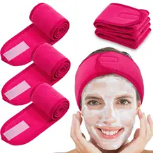 4 Packs Spa Facial Headband Head Wrap Terry Cloth Adjustable Bandanas Shower Hairband Stretch Towel for Bath Make Up Yoga Sport 