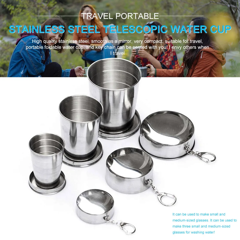 Нержавеющая сталь складные чашки большой емкости - выдвижные кружки для путешествий, дома, туризма, кофе, чая и напитков - кружка-чашка.