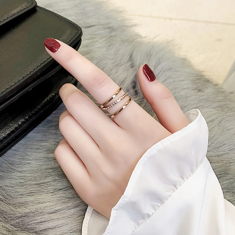 Корейское модное открытое кольцо с бриллиантом женское простое индексом