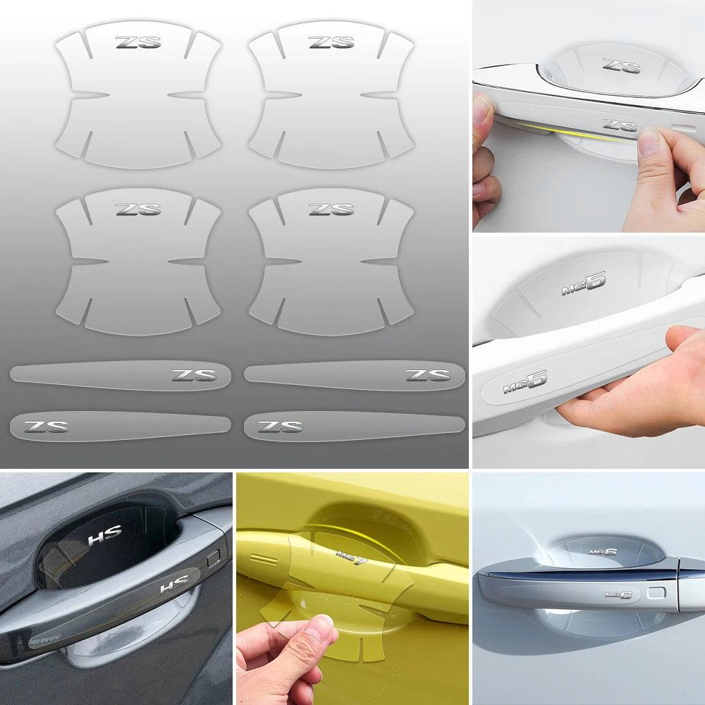 4/8 шт., прозрачные наклейки на дверную ручку автомобиля MG TF ZR ZT Saloon ZS MG3 MG5 MG6 GT HS HECTOR Gundam 350