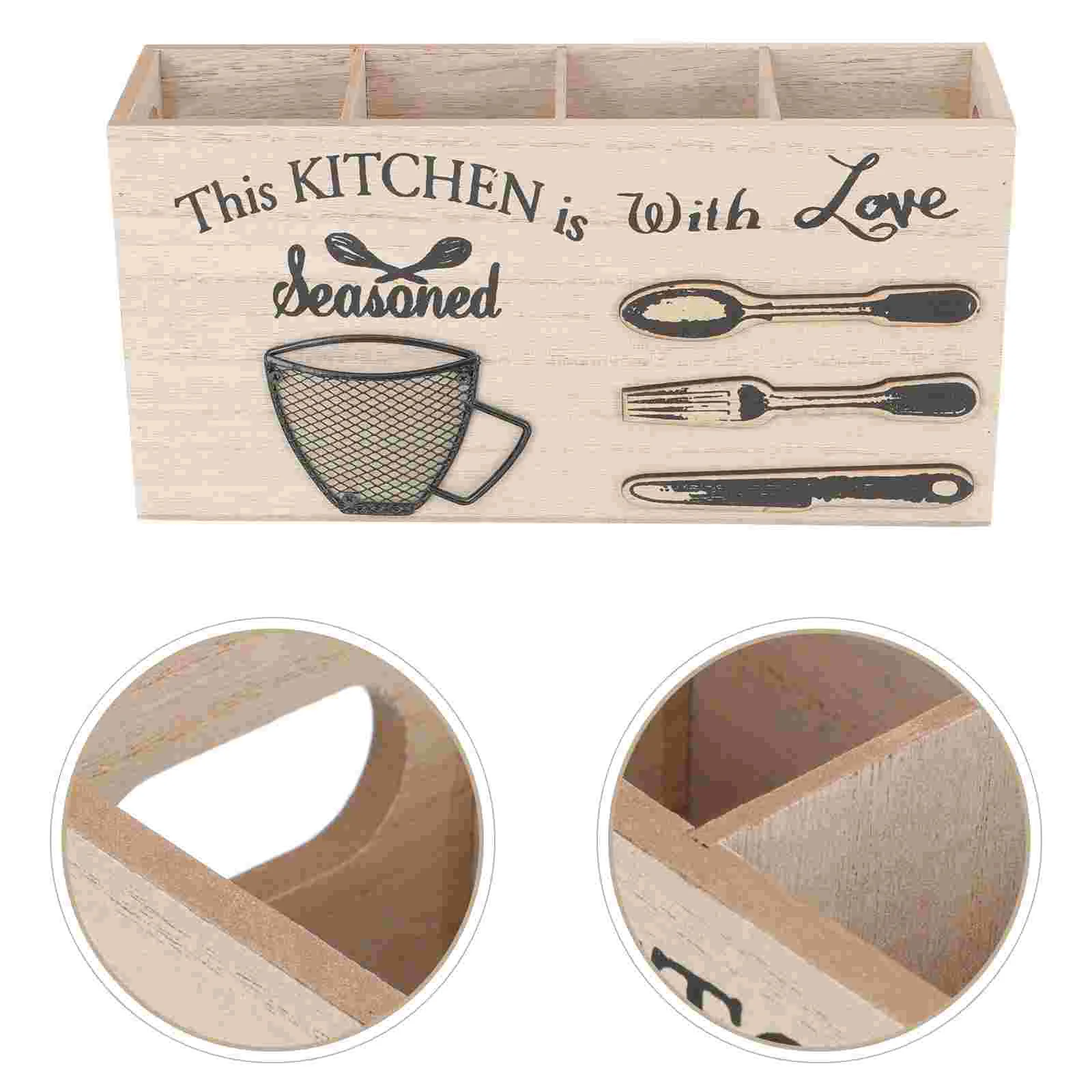

Wooden Utensil Box Delicate Utensil Case Multifunction Utensil Holder Utensil Supply
