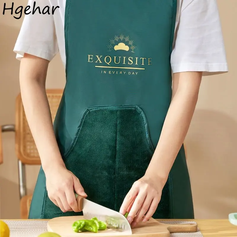 

Waterproof Apron Adults Kitchen Oil-proof Cooking Tools Housework Accessories Anti-fouling Aprons Luxury Wipe Hands Pinafore New
