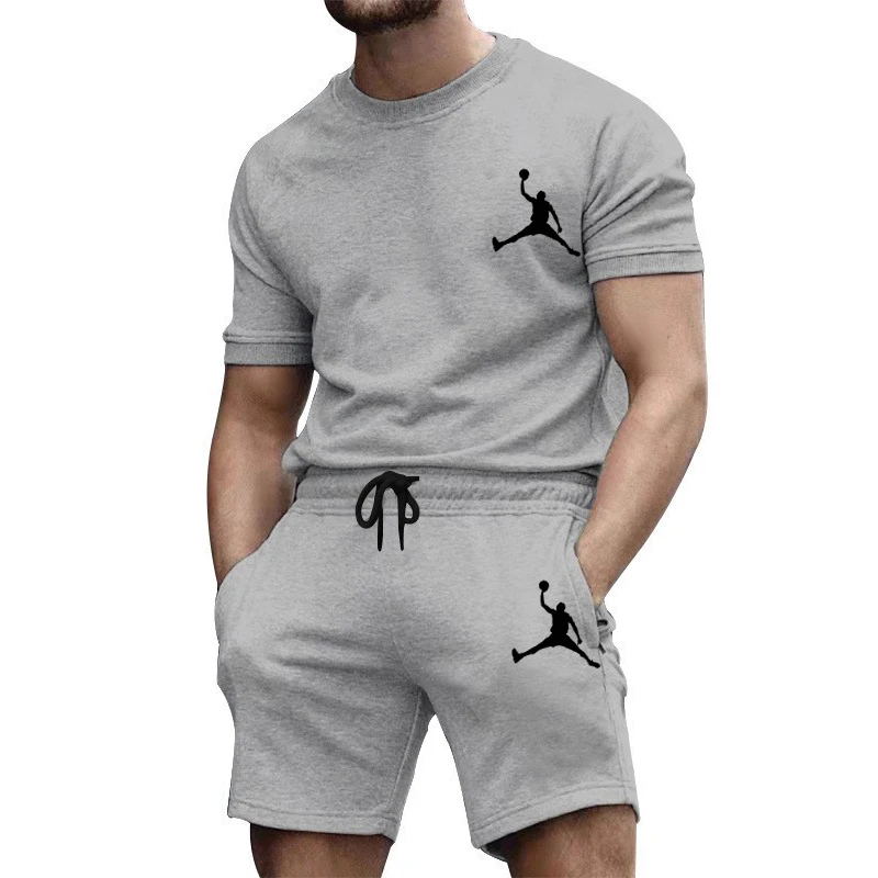 2023 Summer Popular Men's 3D T-shirt+Shorts Suit Men's Sports Suit Brand Printing Casual Fashion Short-sleeved T-shirt Set Men