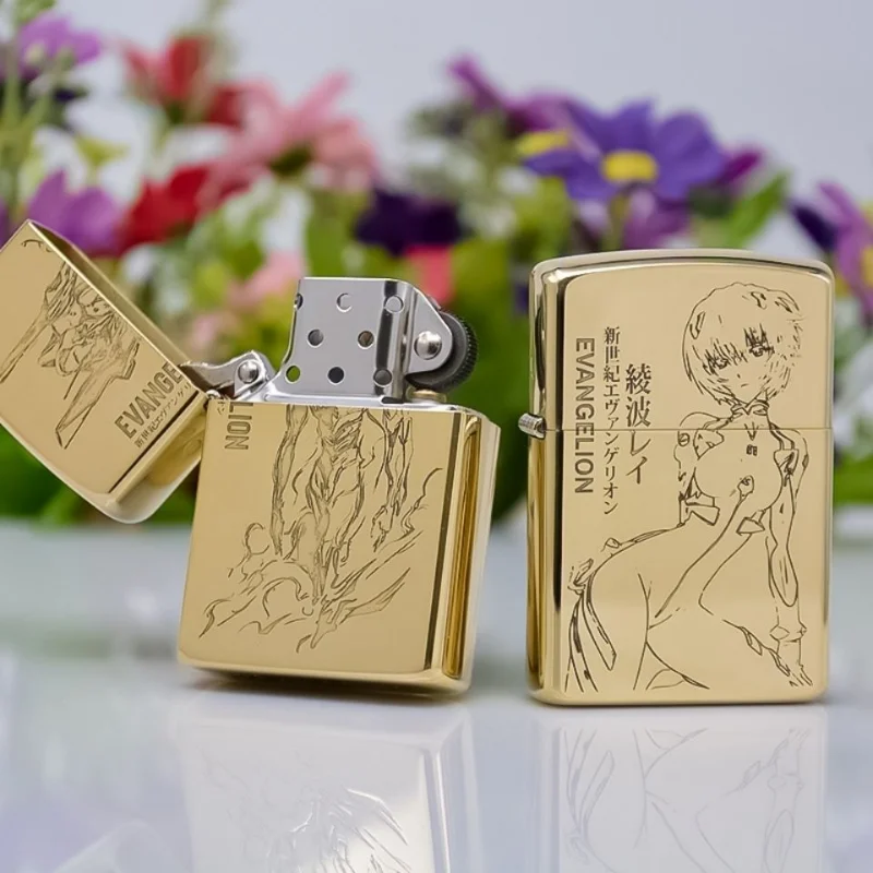 

Bandai Anime Peripheral Evangelion-First Machine Kerosene Lighter Pure Copper Carved Anime Character Cartoon Cigarette Lighter