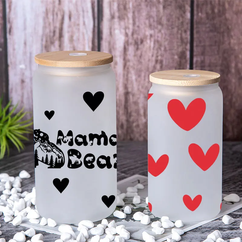 Наклейки для трансфера UV DTF обертки чашек День Святого Валентина печать стекла