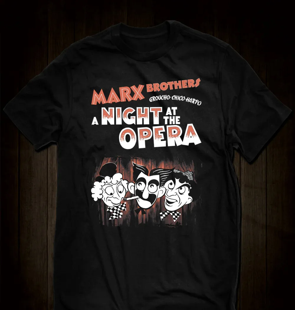 Marx Bros. Классическая черная унисекс футболка с надписью A Night At The Opera модель LI876