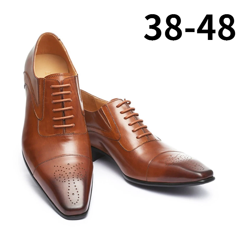 

Fashion Square Toe Flat Loafers Lace Up Shallow Plus Size Comfortable Breathable Casual Mens Dress Shoes Chaussure Homme Cuir