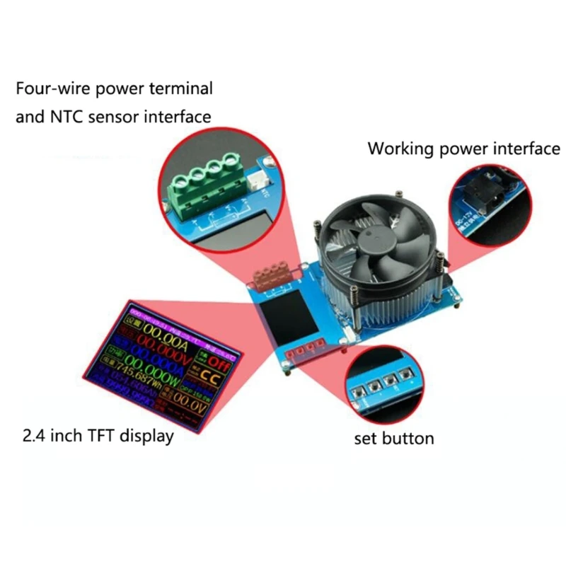 

Compact- Battery Tester 150W Digital Battery Capacity Tester Voltmeter Adjustable Constant Current Electronic Load Test