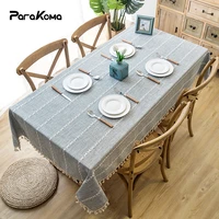 nordic linen tablecloth with tassel waterproof thicken rectangular wedding decoration dining table cover tea table cloth