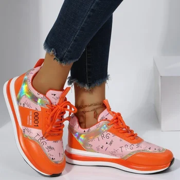 Orange Thick Bottom Spring Ladies Casual Vulcanize Shoes 2023 New Female Shoe Running Women's Platform Sneakers Plus Size 43 1
