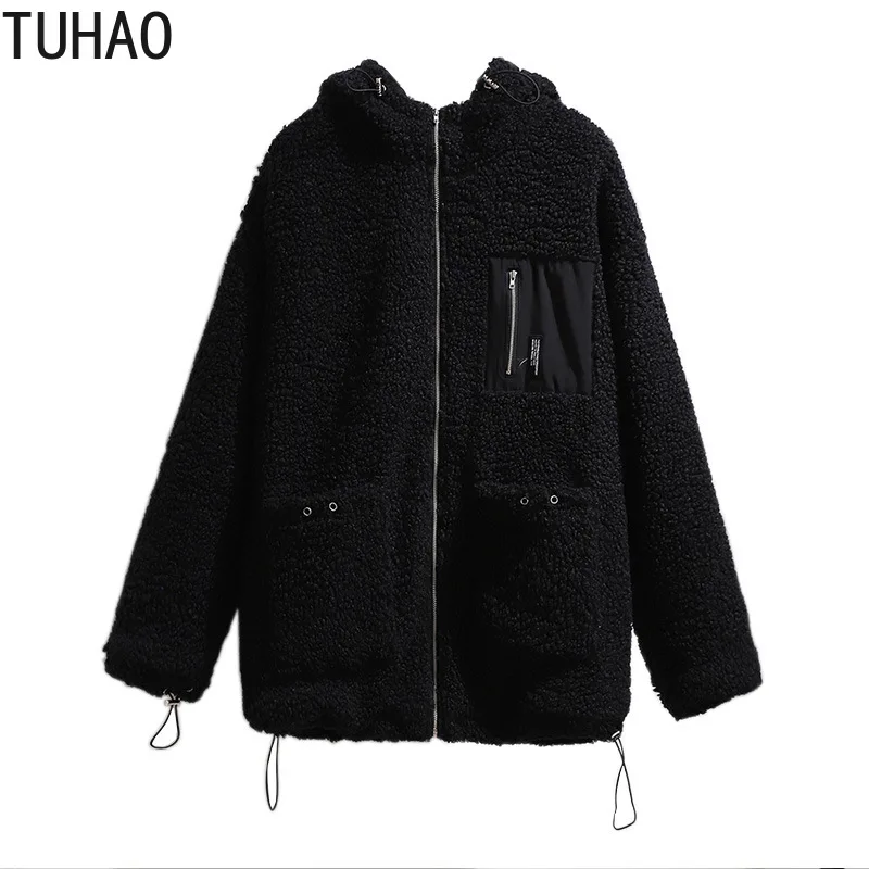 

Женская пушистая теплая куртка TUHAO, большие размеры 6XL, 5XL, 4XL, с длинным рукавом, модная верхняя одежда на молнии, плюшевое теплое пальто на осень и зиму