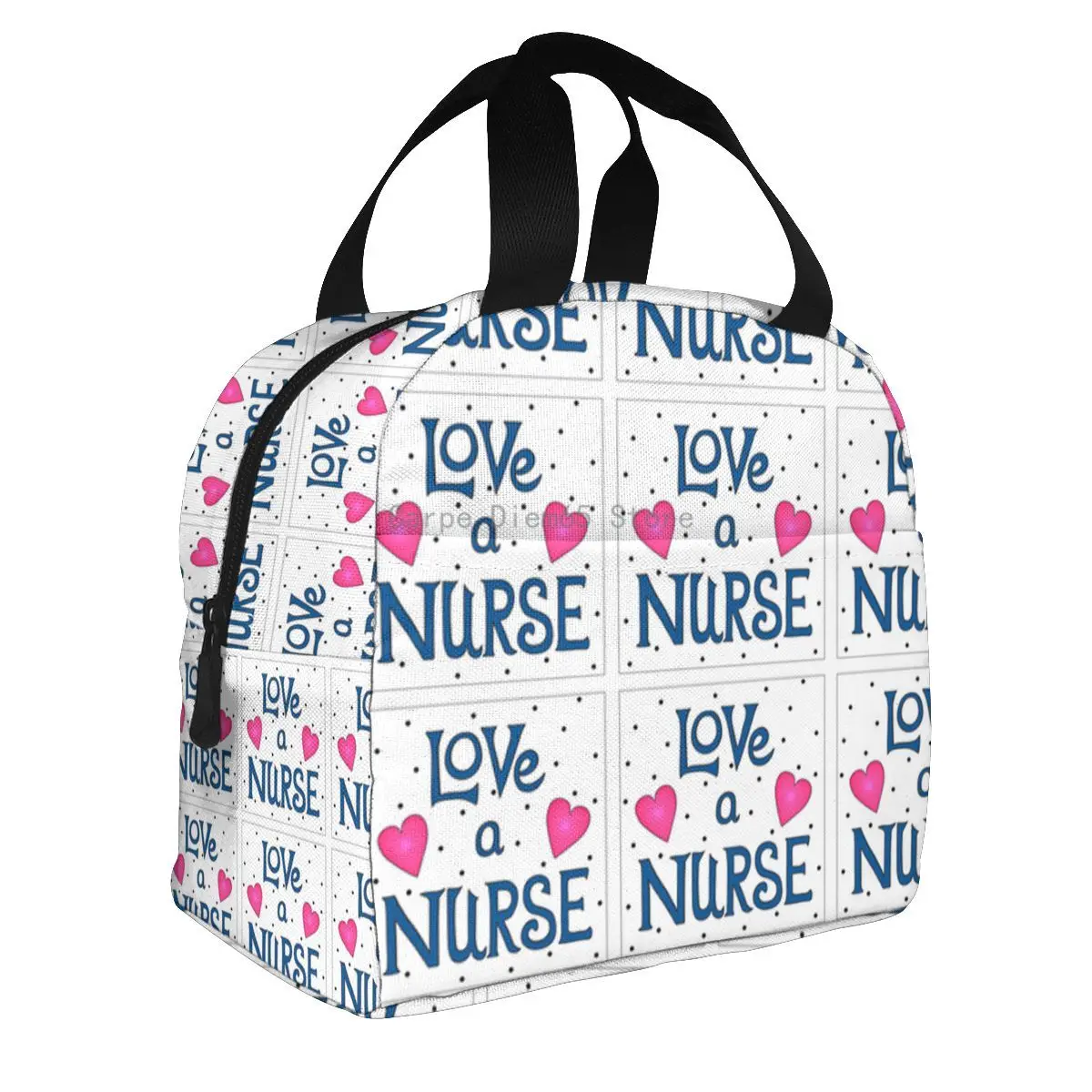 

Cute Nurse Lunch Bag Insulated Bags Women Cartoon Nurse Print Food Small Case School Cooler Warm Bento Box Totes